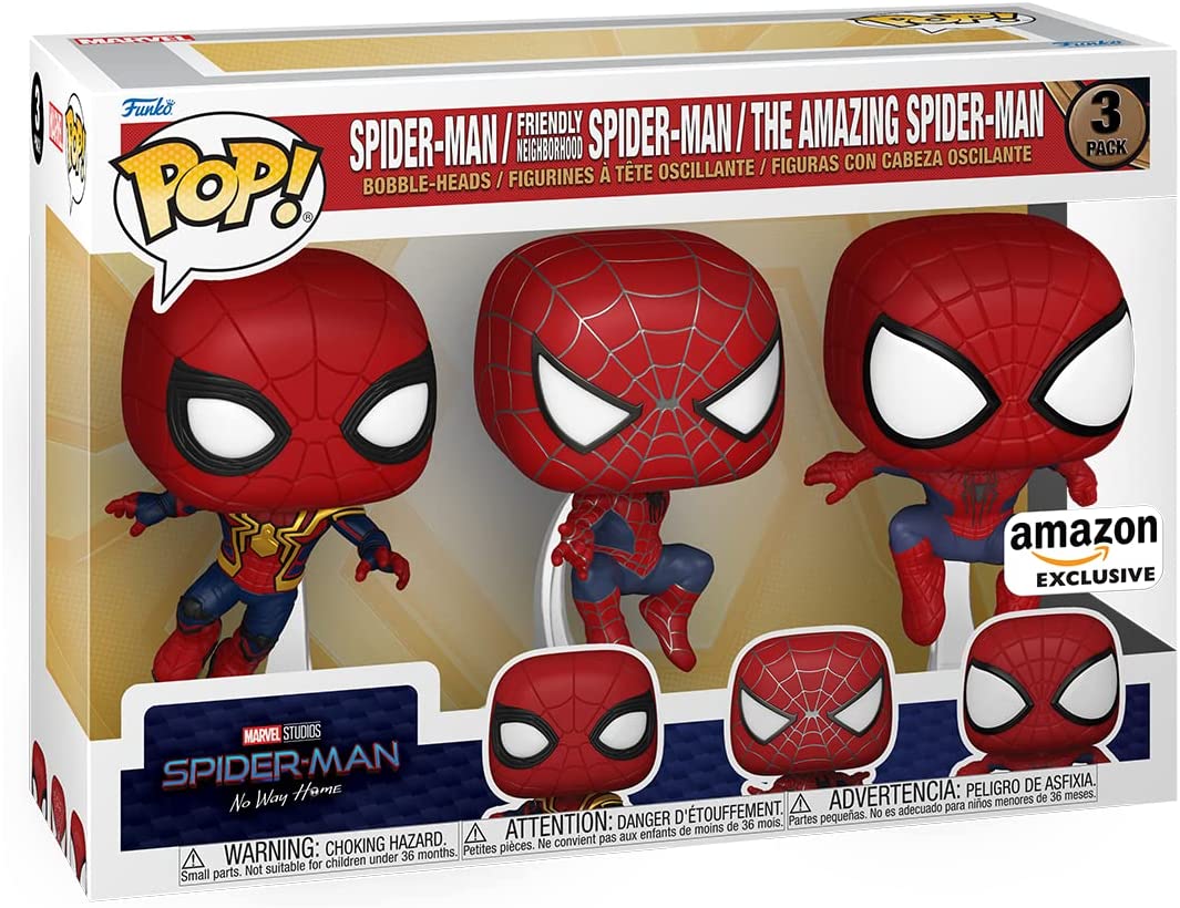 Spider-Man: No Way Home W2 3 Pack Spider-Man Amazon Exclusive Funko Po ...