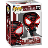 Spider-Man 2 Game Miles Morales Upgraded Suit Funko Pop en caja