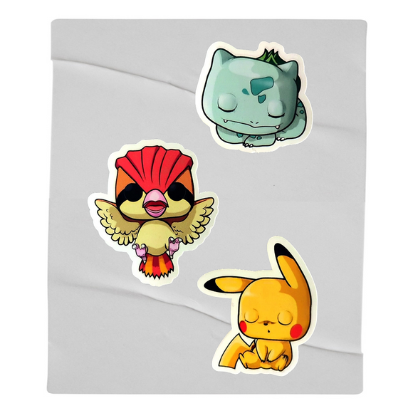 Bulbasaur, Pidgeotto y Pikachu Funko Sticker 3-Pack