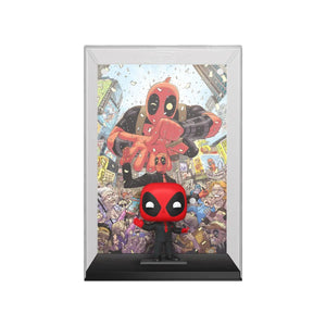 Deadpool in Black Suit Comic Cover with Case Funko Pop | Pre-Venta Aficionada